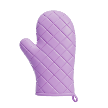 Isolated lavender oven mitt for kitchen safety and cooking png
