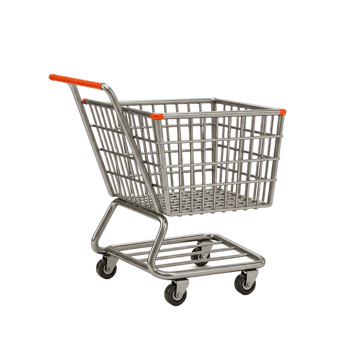 Isolated shopping cart on transparent background illustrating retail commerce png