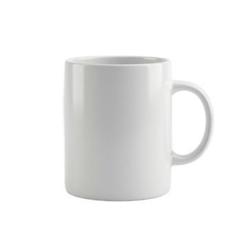 Isolated white mug for coffee or tea on transparent background studio shot png