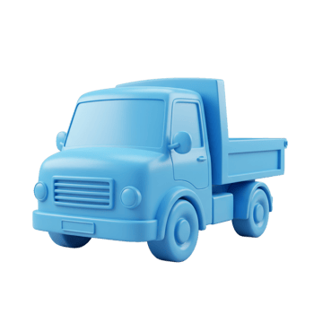 Light blue tipper truck isolated on transparent background 3 d rendering png