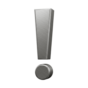 Metallic exclamation point symbol isolated on transparent background represents alert message png