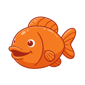 Orange cartoon fish swimming against transparent background animal illustration png