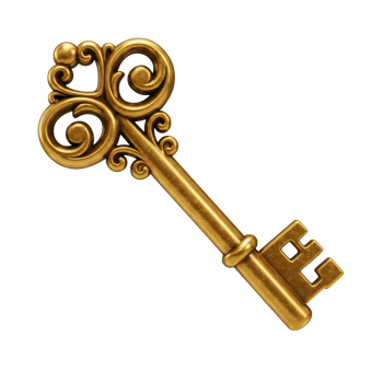 Ornate golden key on transparent background classic metal security object png