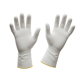 Pair of white protective gloves for industrial or medical use on transparent background png