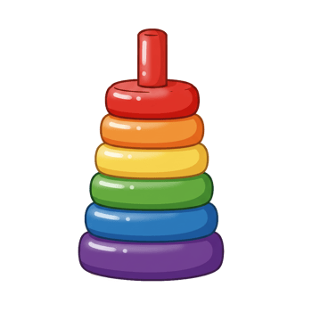Rainbow stacking rings toy on transparent background graphic illustration png