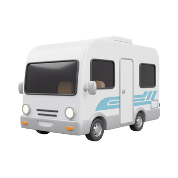 Recreational vehicle cartoonish 3 d rendering for travel transportation and camping png