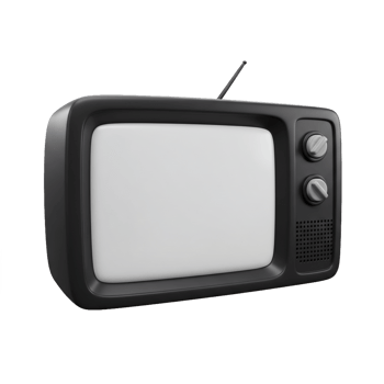 Retro television set 3 d render on transparent background classic media technology png