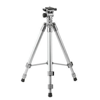 Silver camera tripod isolated on transparent background for studio photography and equipment illustration png