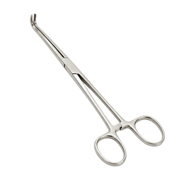 Silver surgical instrument long metal clamp close up studio shot png