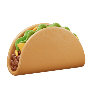 Stylized 3 d taco illustration on transparent background for food and cuisine concepts png