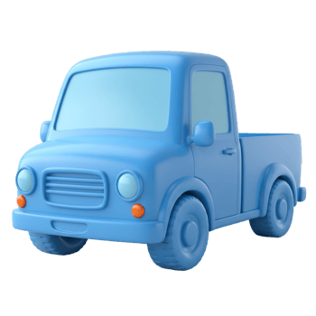 Stylized blue pickup truck isolated against transparent background illustration png