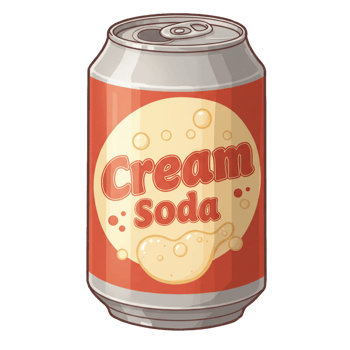 Stylized cream soda can illustration graphic art png