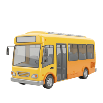 Stylized yellow and orange bus 3 d cartoon transport vehicle illustration png