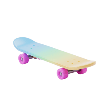 Vibrant pastel skateboard on transparent background for sports and recreation png