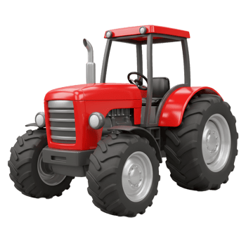 Vibrant red farm tractor illustration on transparent background vehicle png