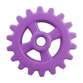 Violet gear isolated on transparent background engineering technology concept png