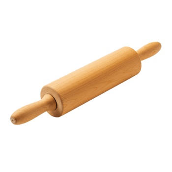 Wooden rolling pin for dough preparation and baking tool isolated on transparent background png