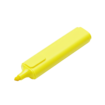 Yellow highlighter pen isolated on transparent background study tool png