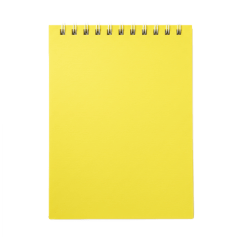 Yellow notepad with spiral binding on transparent background school and office supply png