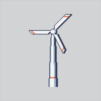 Pixel art illustration Wind Turbine. Pixelated Wind Energy. Wind Turbine Green Energy Icon pixelated for the pixel art game and icon for website and game. old school retro. vector