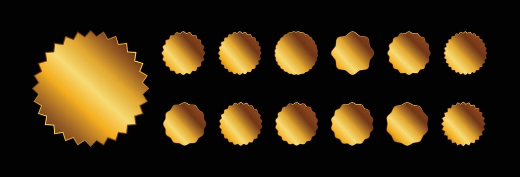 Set of Shiny Gold Starburst Badges vector