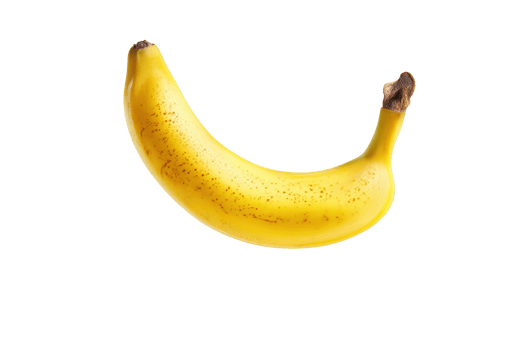 Macro Photorealistic Banana Flying Through the Air Isolated on No Background png