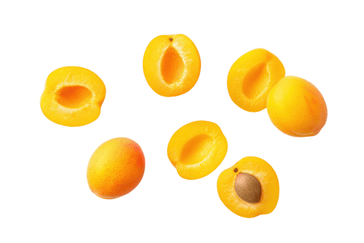 Artistic Apricot Flat-Lay Commercial Photo Perfectly Lit Isolated on No Background png