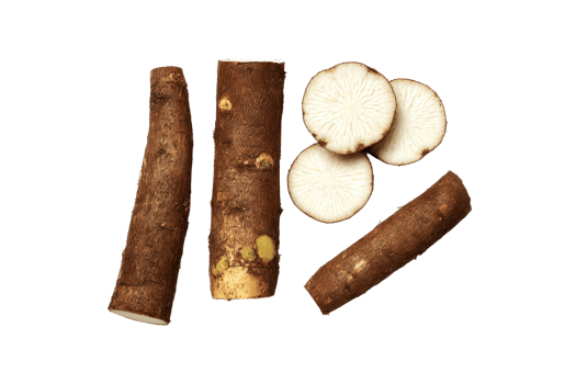 Artistic Cassava Roots Flat-Lay Photo High Contrast png