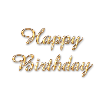 Golden happy birthday lettering isolated on transparent background for celebration png