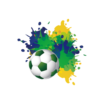 Soccer ball with colorful paint splashes isolated on transparent background, artistic png