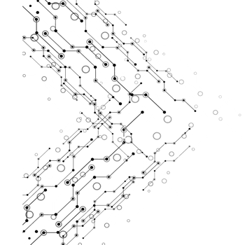 Abstract circuit board design with connected dots and lines isolated on transparent background png