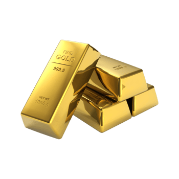 Stack of shiny gold bars representing wealth isolated on transparent background png