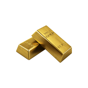 Two gold bars are stacked on top of each other, isolated on transparent background png