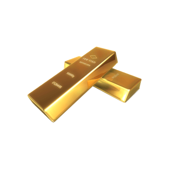 Two gold bars are stacked on top of each other in a pile, isolated on transparent background png