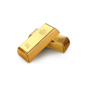 Two shiny gold bars stacked on top of each other isolated on transparent background png