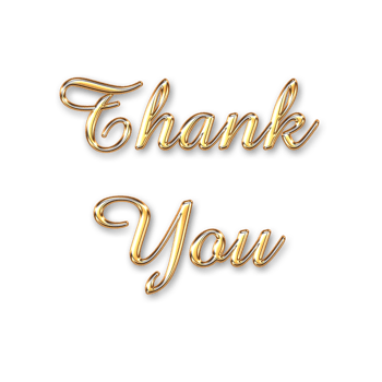 Golden thank you text isolated on transparent background to express gratitude png