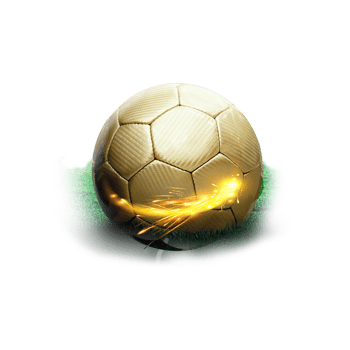 Golden soccer ball with a trail of light isolated on transparent background png