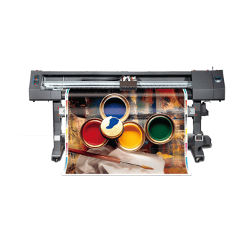 Large format printer showcasing colorful artwork isolated on transparent background png