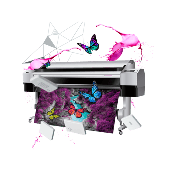 Large format printer with butterflies and splash effect isolated on transparent background png