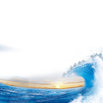 Powerful ocean wave cresting with sunlight isolated on transparent background png