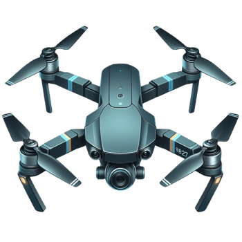 Modern drone four propellers ready for flight png