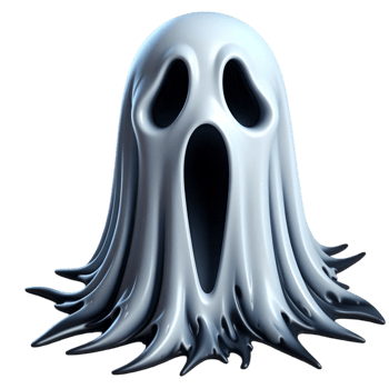 White ghost cartoon character spooky friendly smile png