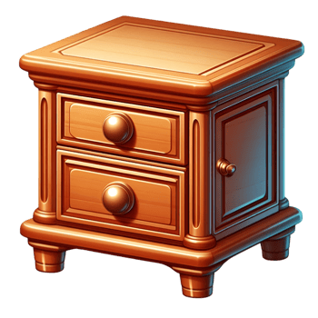 Small wooden drawer unit carved base and handle png