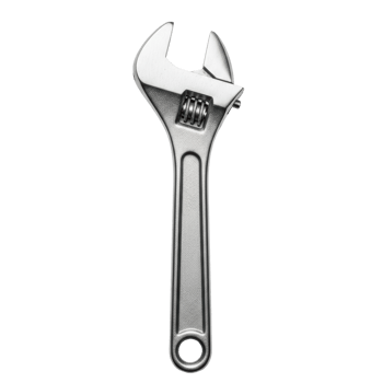 A chrome adjustable wrench, a versatile hand tool essential for mechanical repairs, plumbing, and diy projects. png