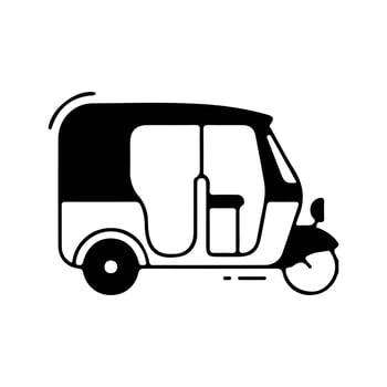 Black and White Icon of a Tuk-Tuk vector