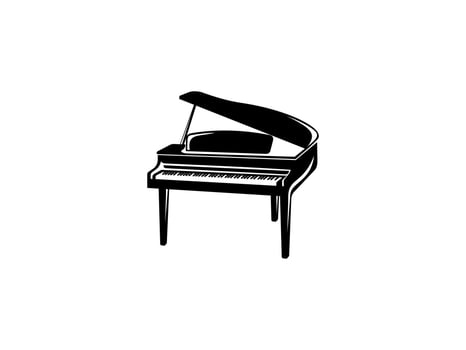 Awesome Piano Music Instrument Lineart Graphic Illustration Musical Black Colored vector