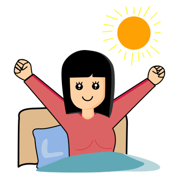 Cartoon Woman Waking Up in the Morning. Illustration png