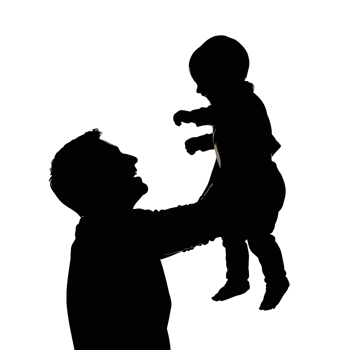 A man holding a baby in the air png