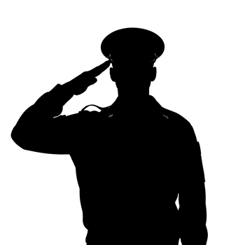 A silhouette of a soldier saluting png