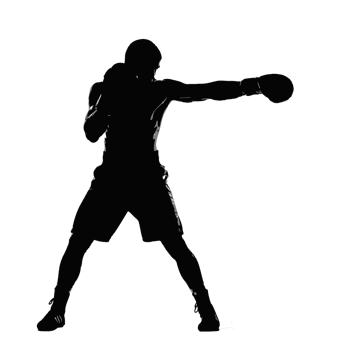 A silhouette of a man in boxing gear png